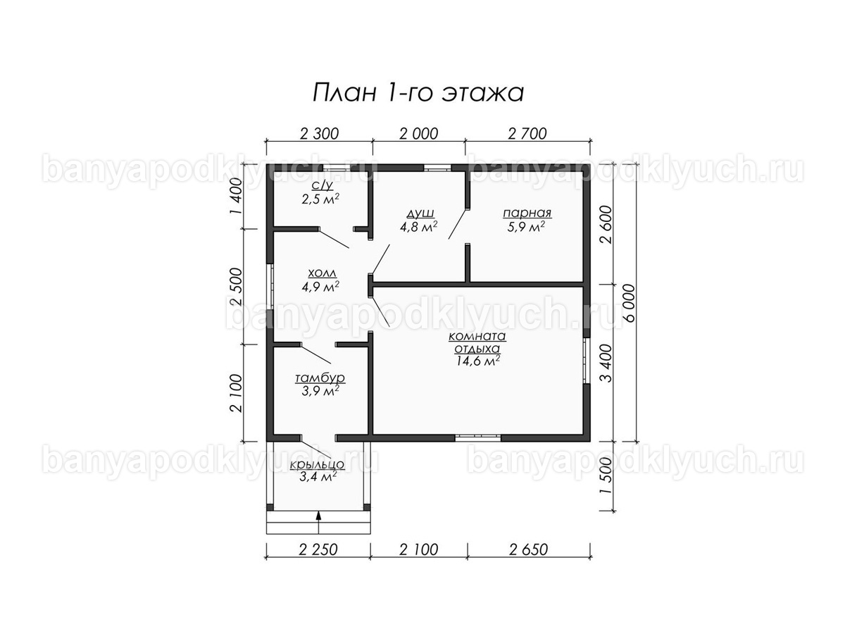 Баня из бруса 7x6 м Баня из бруса 7x6 м