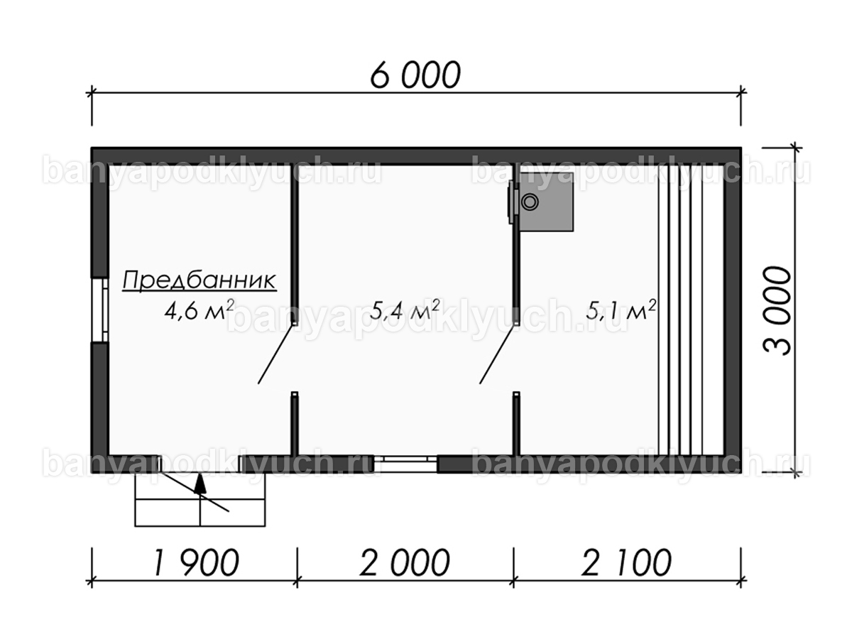 Каркасная баня 6x3 м Каркасная баня 6x3 м